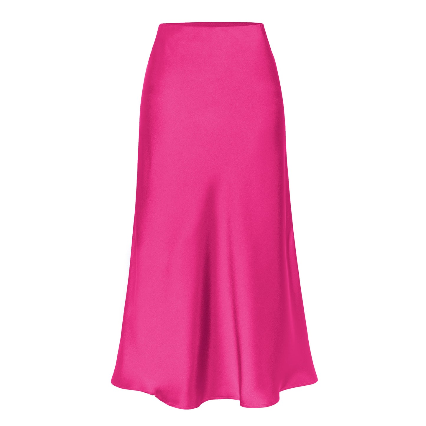 Women's Quality Acetate Satin Elastic Waist Pure Color Skirt