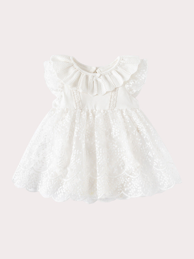 Summer Clothing Bloomer With Skirt Fashionable Sweet Mesh Lace Collar Jumpsuit, Climbing Suit
