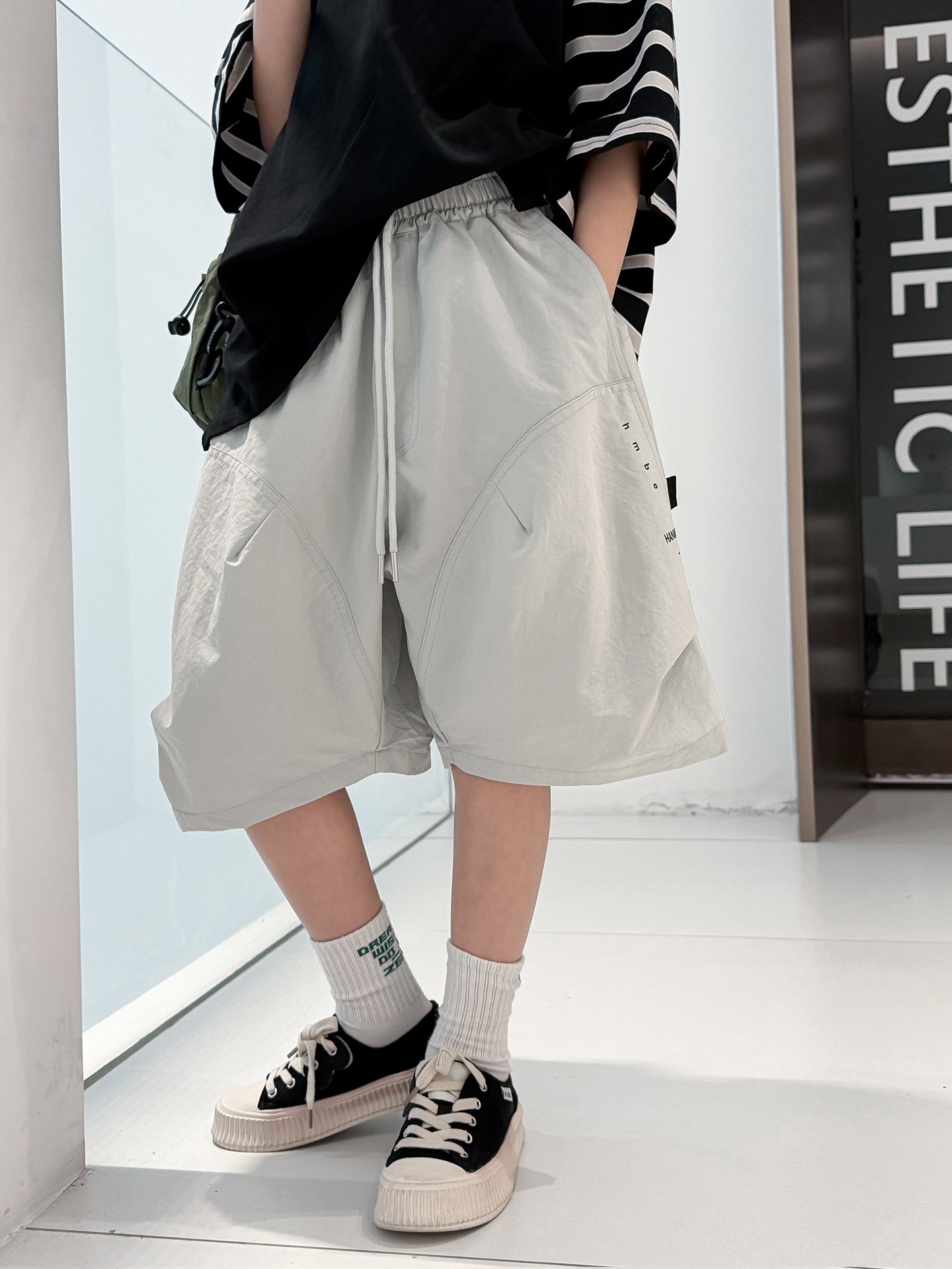 Children's Boy Summer Clothing Overalls Outer Shorts Fried Street Big Children's Pants