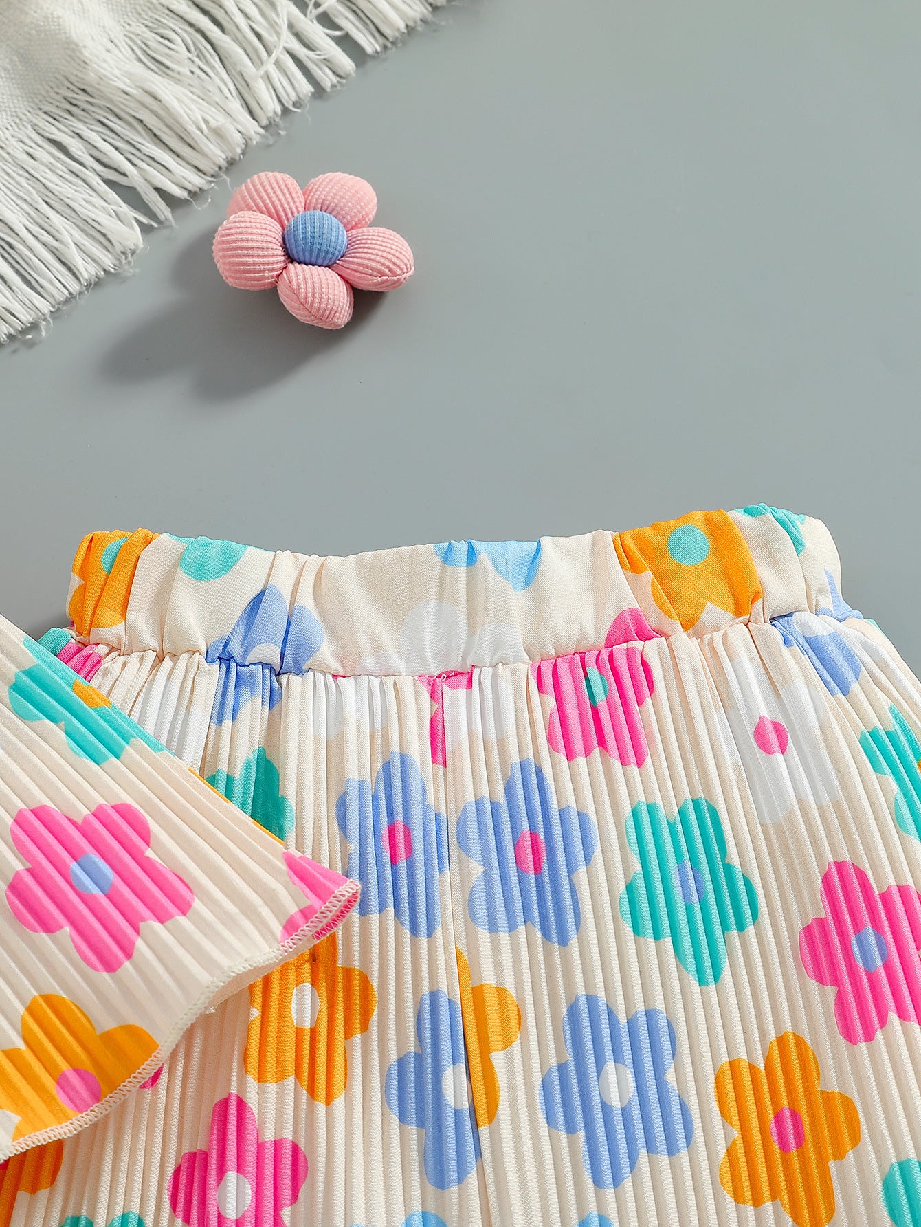 Children's Clothing Summer Sling Pleated Design Pants Sweet Cute Children's Suit