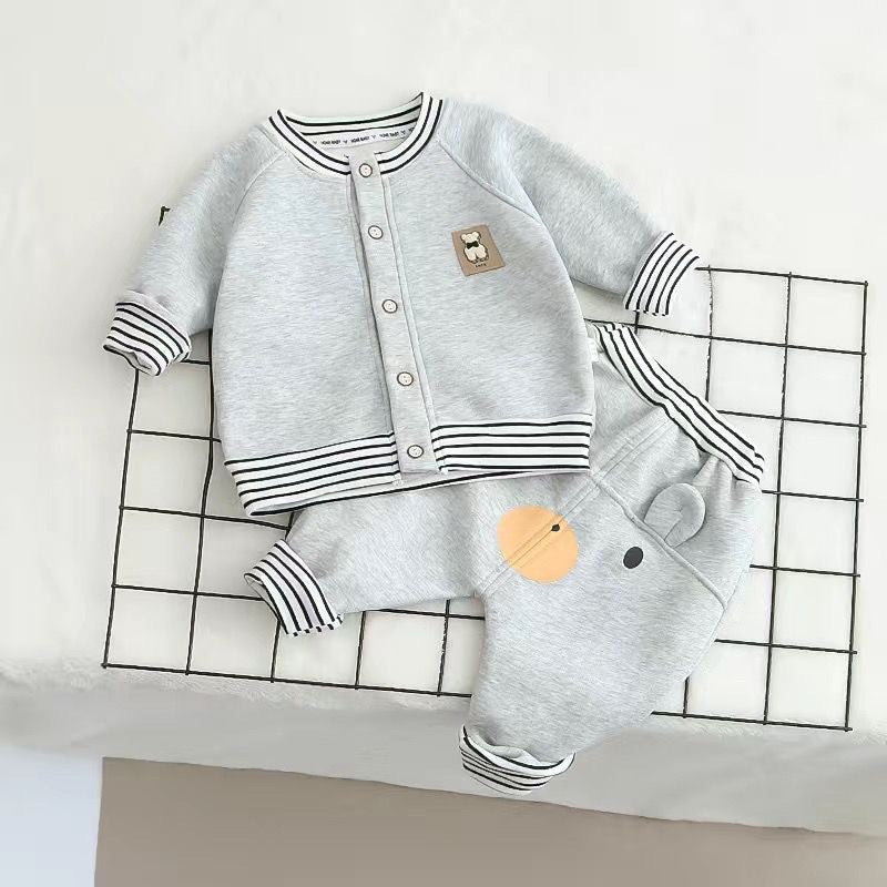 Single-layer Cartoon Striped Ollie High Waist Butt Pants Overcoat Children's Suit