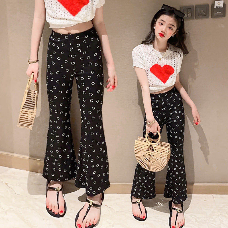Ice Silk Summer Clothes Western Style Bell-bottom Children's Pants