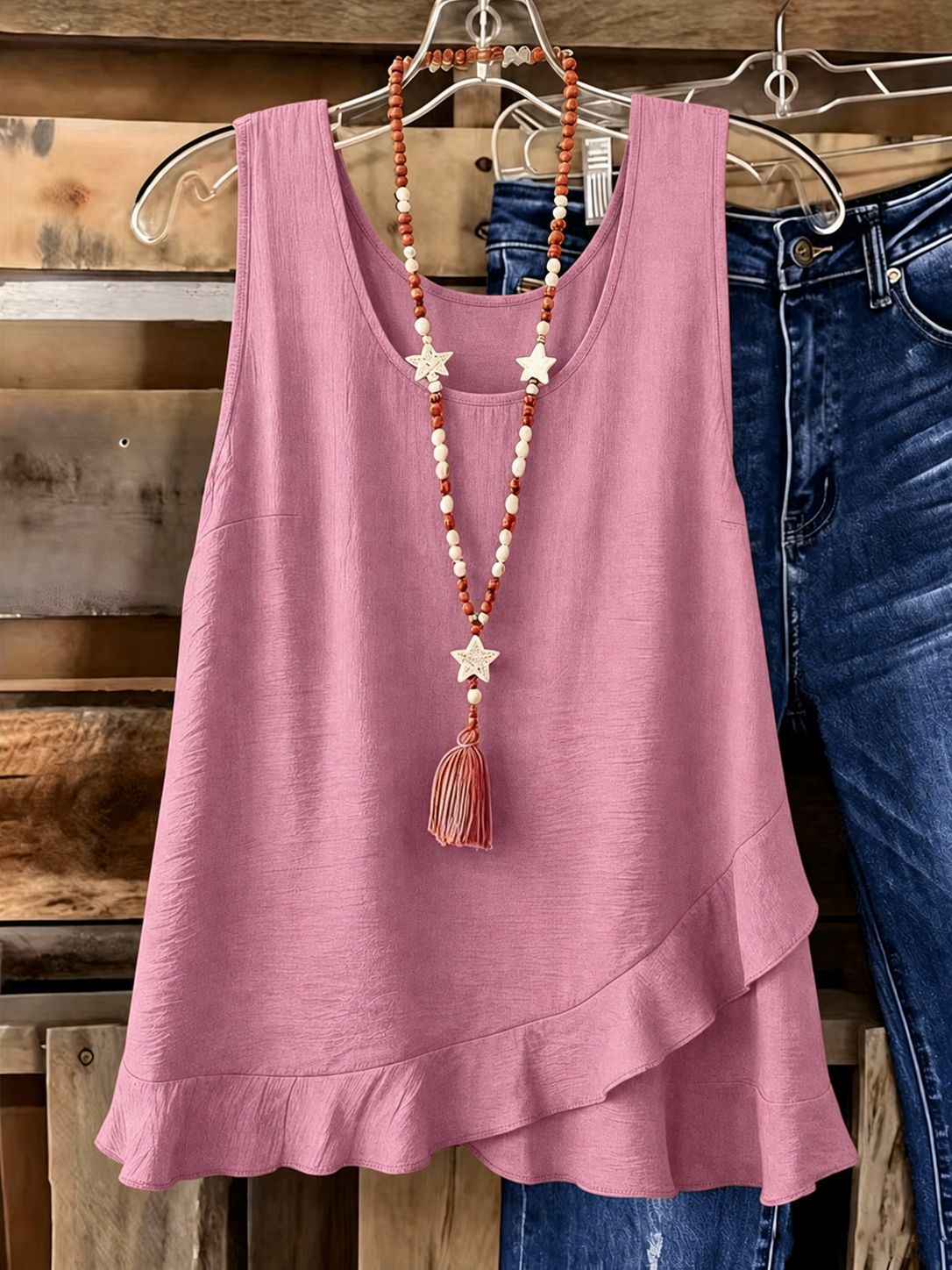 Women's Summer Solid Color Casual Sleeveless Fake Blouse