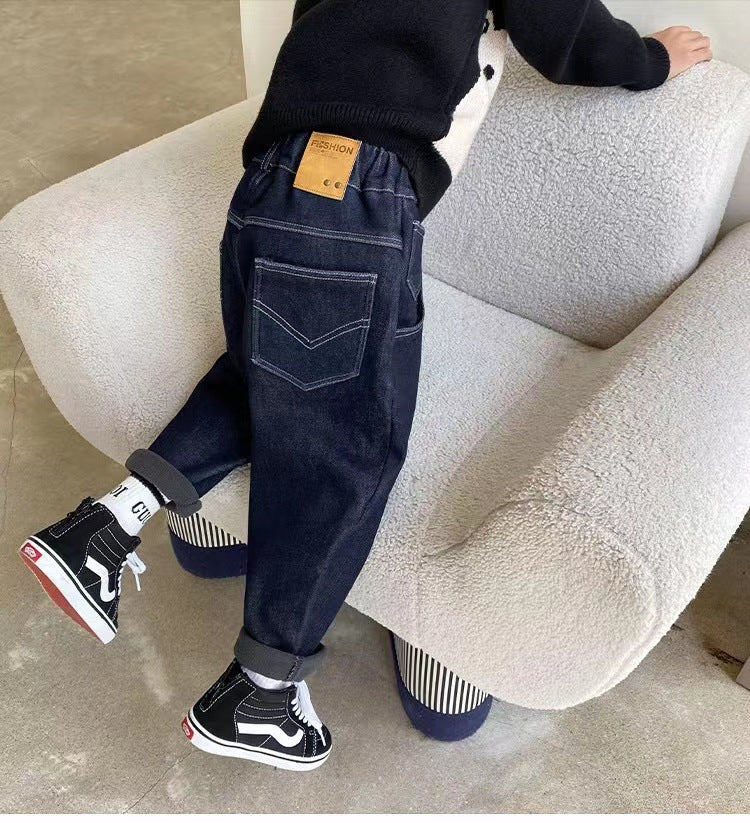 Children's Jeans Trendy Daddy Blue Clothing Crawler Outer Wear Trousers Loose Children's Pants