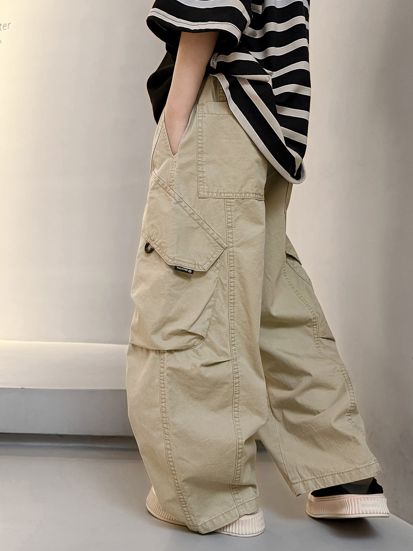 Children's Medium Large Spring Casual Boys Straight Cargo Children's Pants