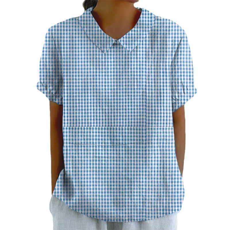 Women's Spring Fashion Casual Solid Color Cotton Blouse