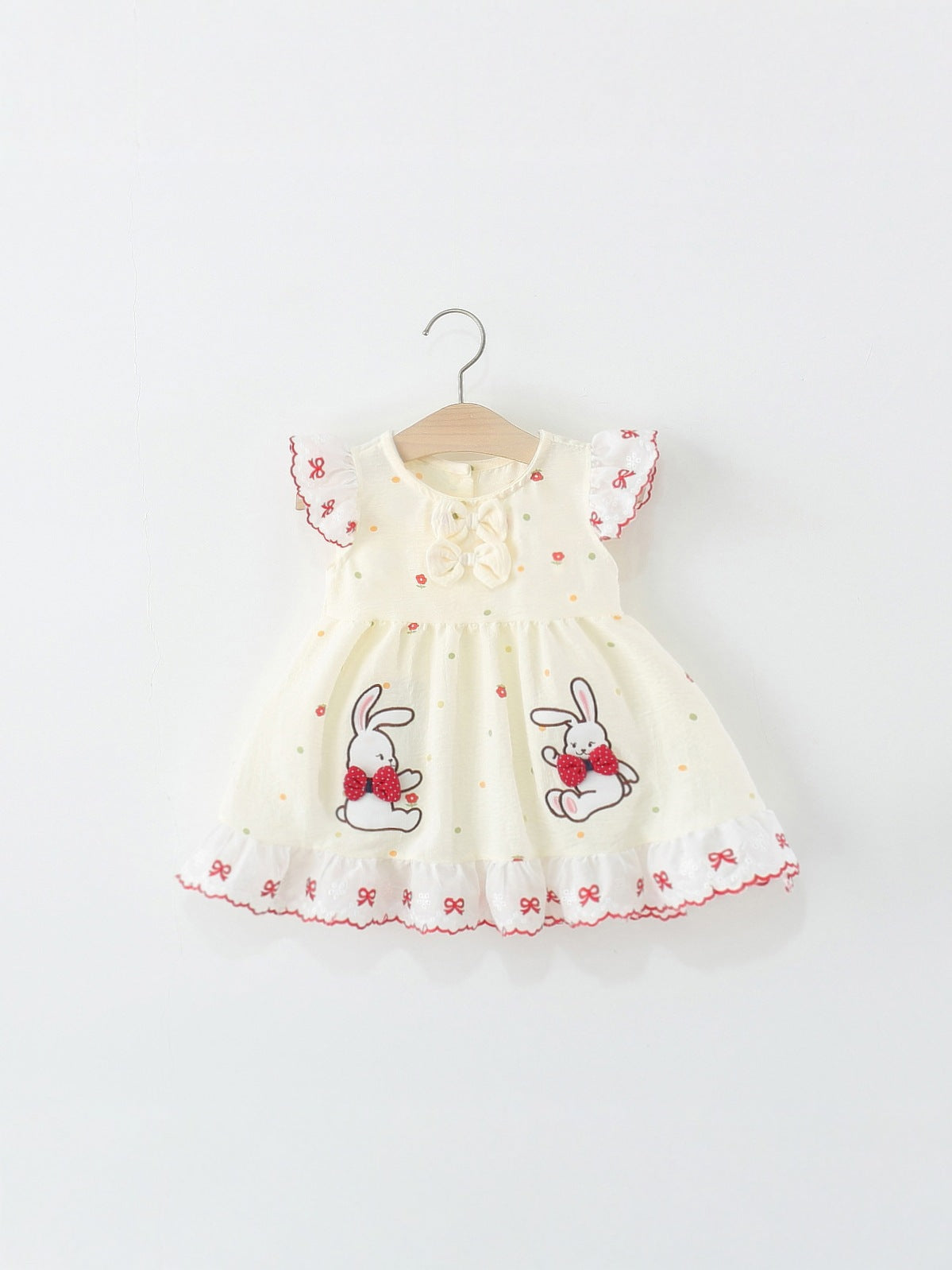 Children's Clothing Summer Cartoon Rabbit Bow Single Layer Cotton Princess Children's Dress