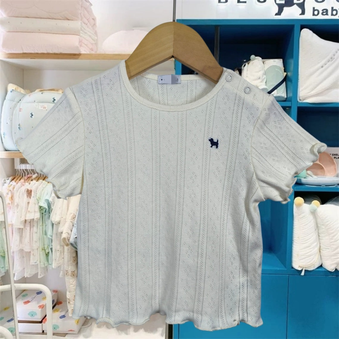 Children's Style Clothing Summer Wooden Ear Simple Short-sleeved Bottoming Children's T-shirt