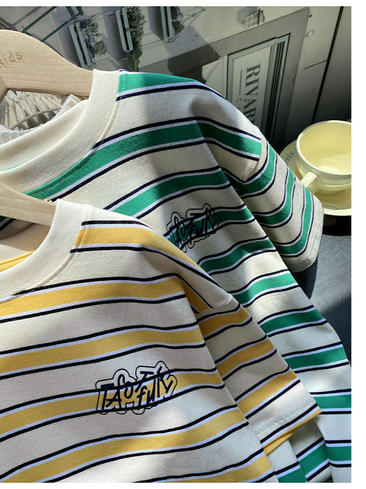 Short Sleeve Summer Striped Half Top Children's T-shirt