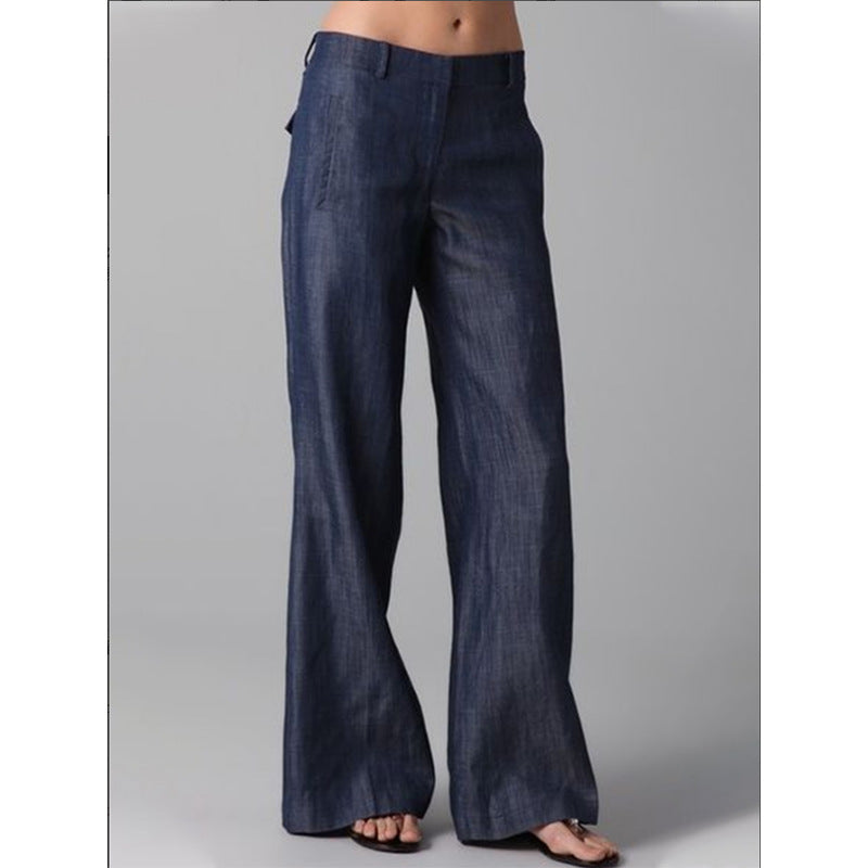 Women's Autumn Vintage Stripe Cotton Linen Casual Women's Jeans