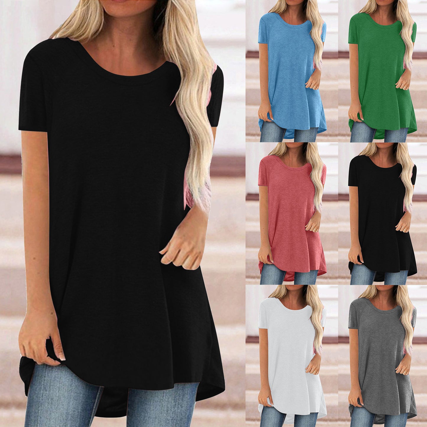 Women's Wear Casual Large Mid-length Round Neck Shorts