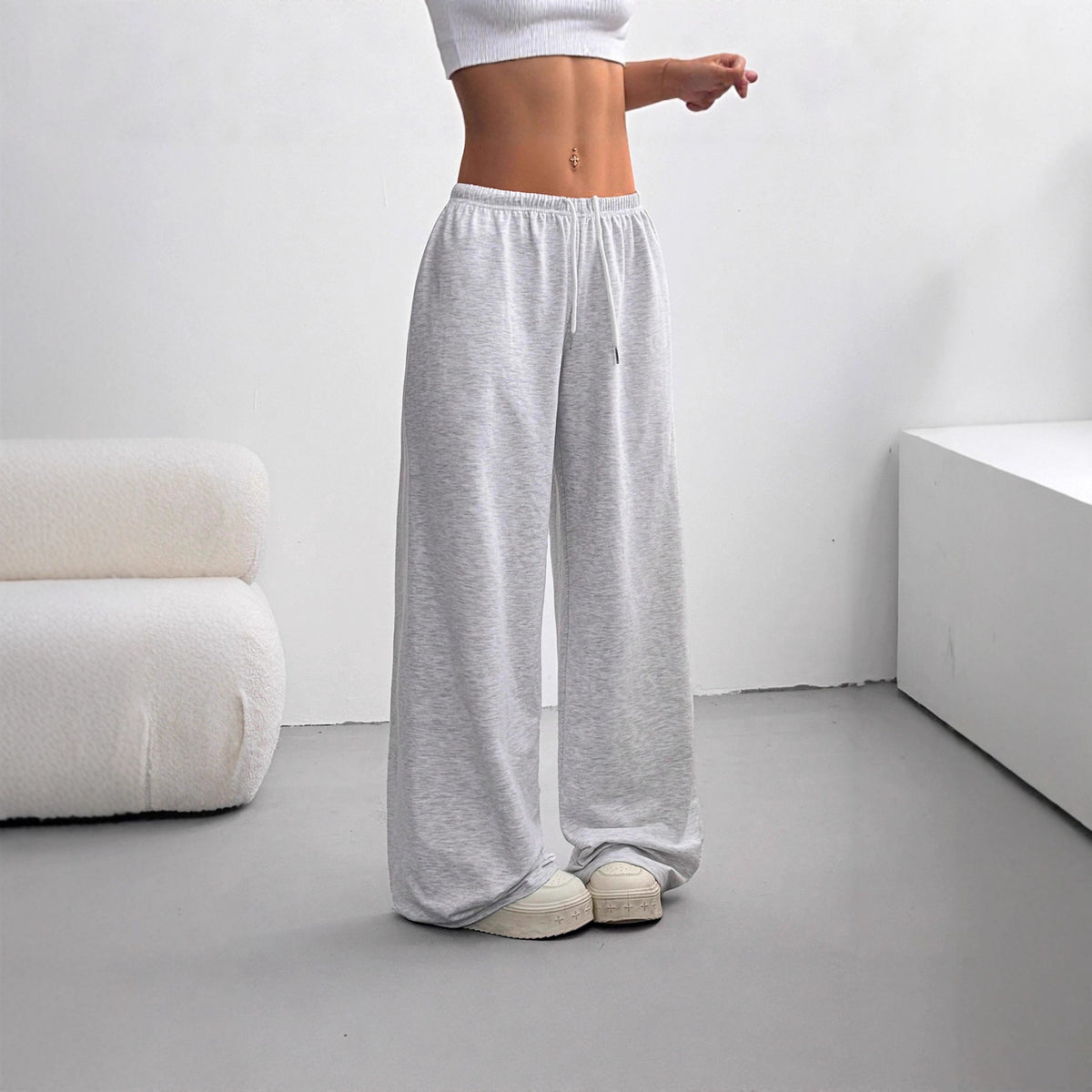 Women's Solid Color Waist Tight Draping Slimming Versatile Pants