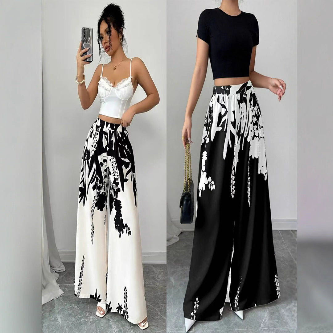 Beautiful Slouchy Women's Fashion Printed Waist Casual Pants