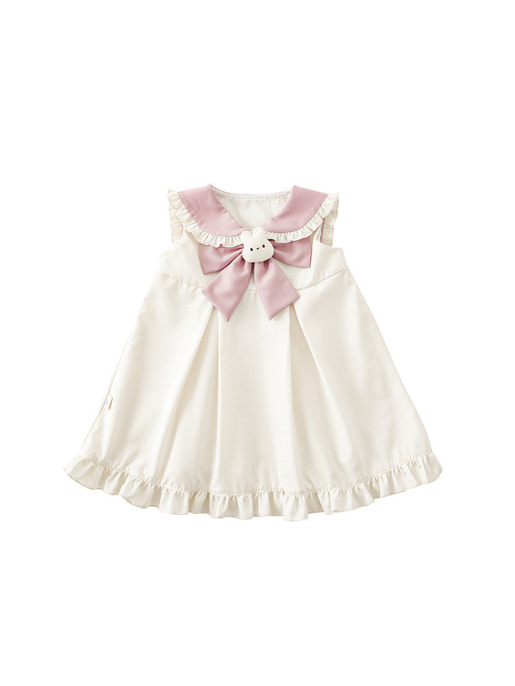 Children's Sailor Collar Rabbit Ears Summer Three-dimensional Doll Children's Dress