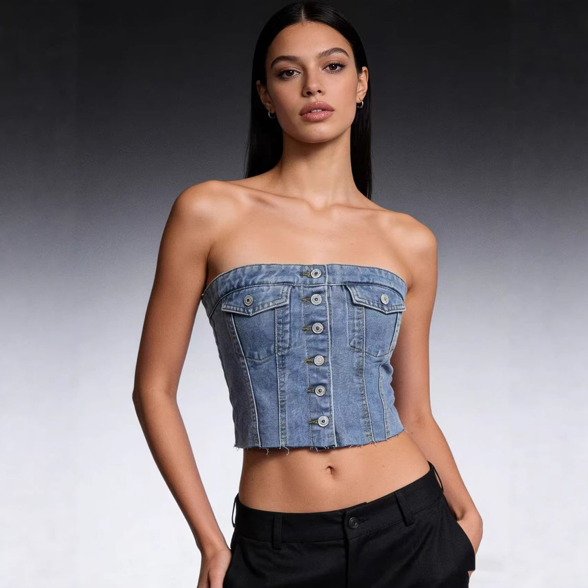 Women's Source Sexy Hot Wear Fashion Denim Small Vest/suspenders/tube Top