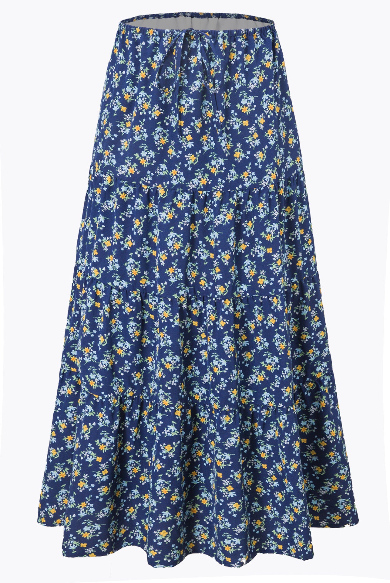 Women's Cotton High Waist Elastic Large Swing Loose Patchwork Long Skirts