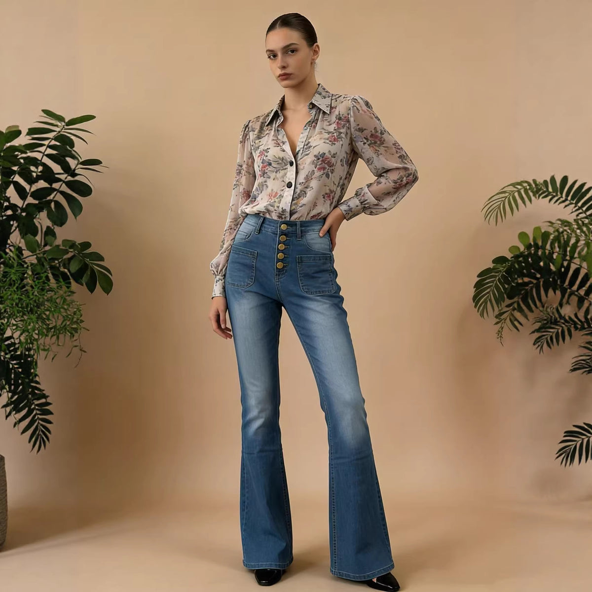 Women's Retro Casual Slimming Stretch Trousers Jeans