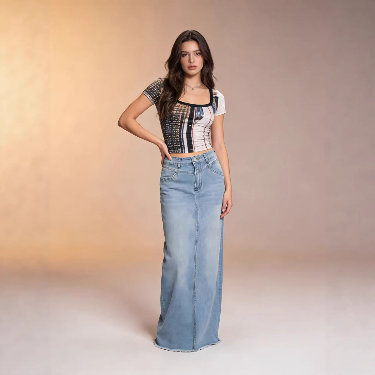Women's Summer Loose Straight Casual Elegant Denim Skirt