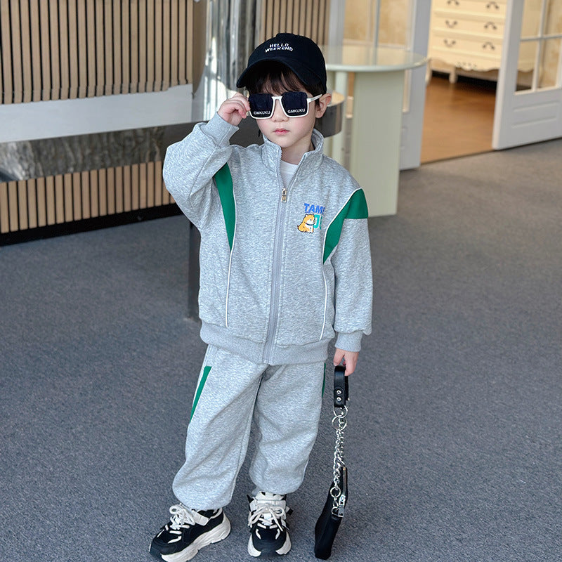 Children's Ruffle Handsome Autumn Clothes Leisure Sports Children's Suit