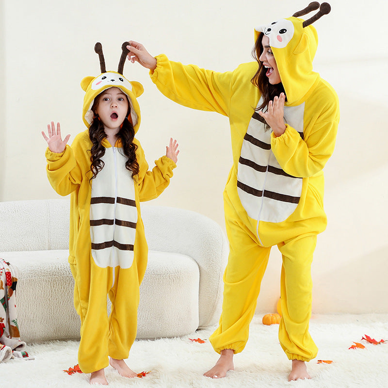 Cartoon Animal Shape Jumpsuit Polar Fleece Hooded Jumpsuit, Climbing Suit