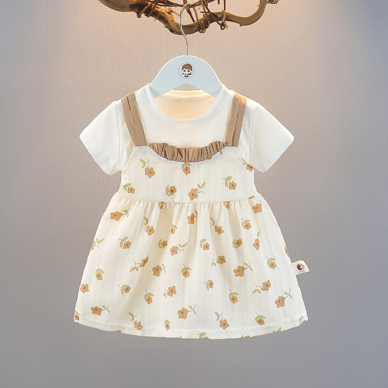 Children's Summer Cotton Floral Princess Year-old Short Children's Dress