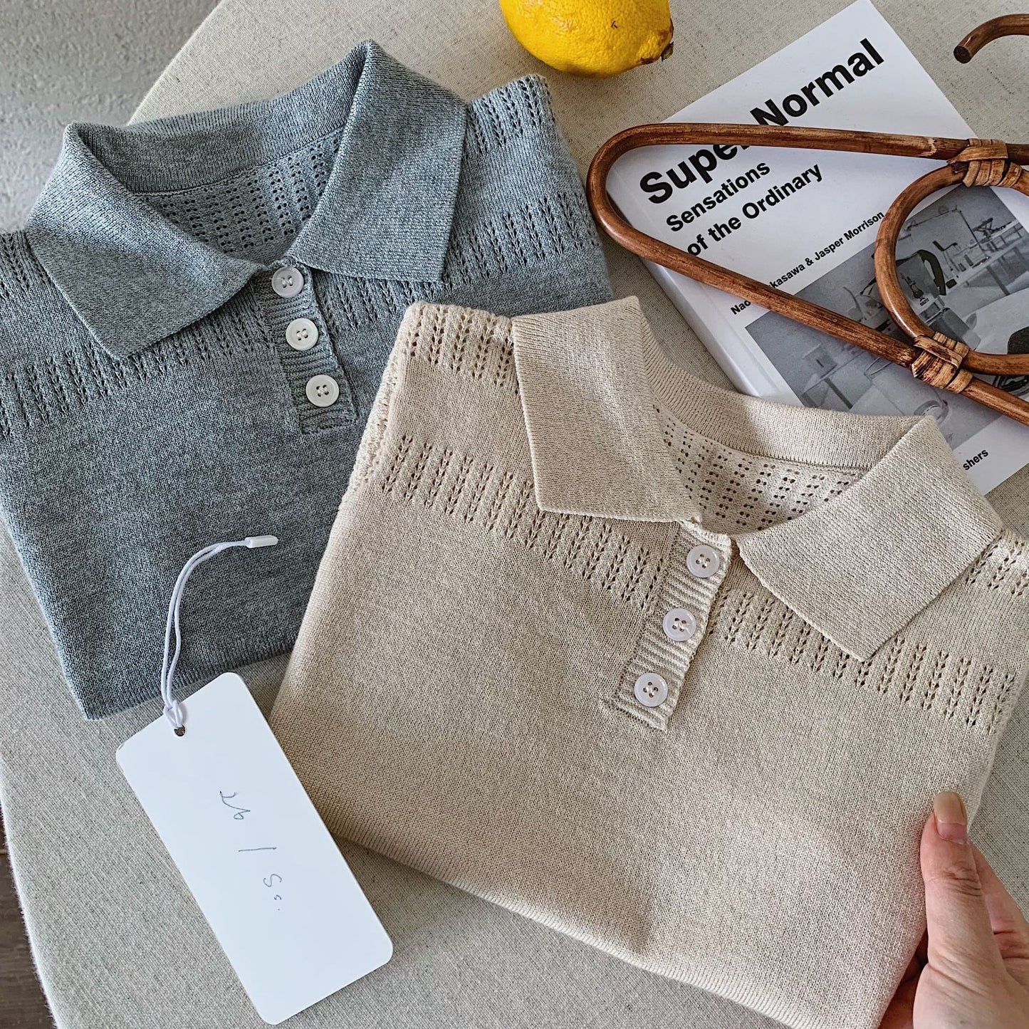 Children's Knitting Short Sleeve Shirt Summer Polo Collar Solid Color Thin Children's T-shirt