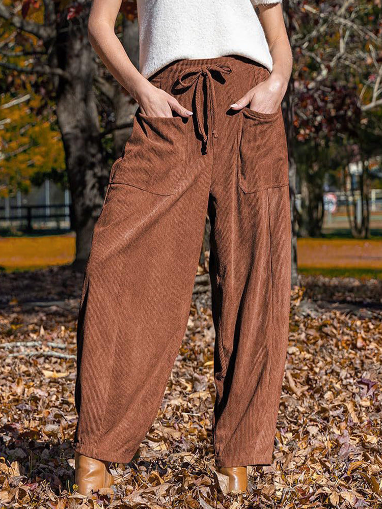 Women's Corduroy Harem Loose Wide Leg Leisure Clothing