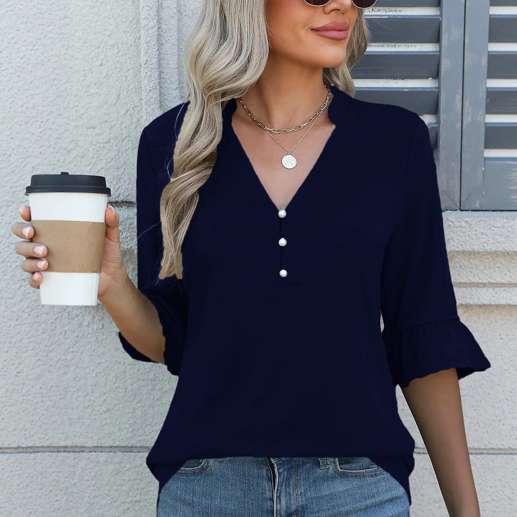 Women's Solid Color Ladies Fashion T-shirt Shirt Tops
