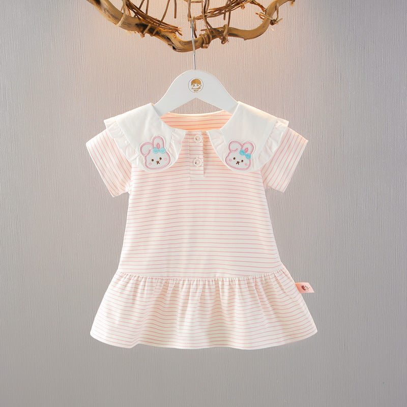 Women's Summer Striped Short-sleeved Little Princess Thin Children's Dress