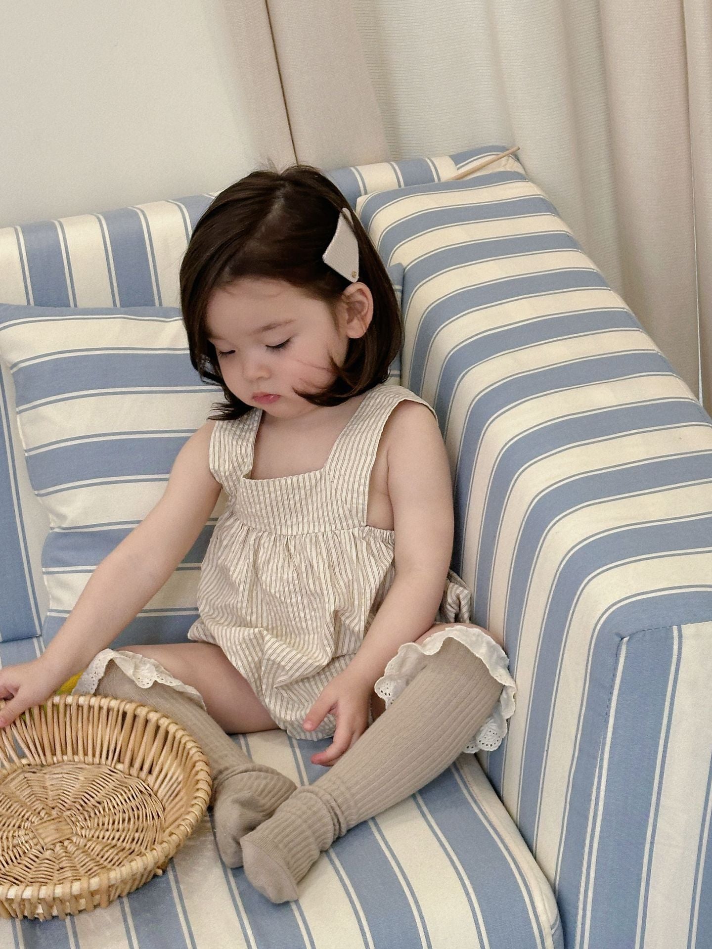 Children's Strap Summer Jumpsuit Korean Style Clothing Striped Sleeveless Jumpsuit, Climbing Suit