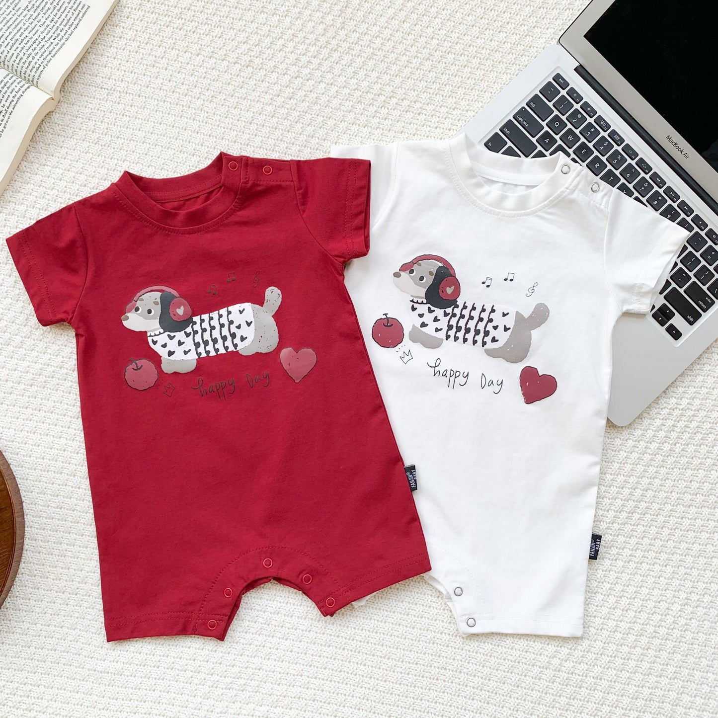 Children's Romper T-shirt Cartoon Printed Fashion Shorts Jumpsuit, Climbing Suit