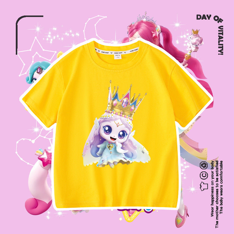 Short Sleeve Summer Fashionable Round Neck Cotton Children's T-shirt