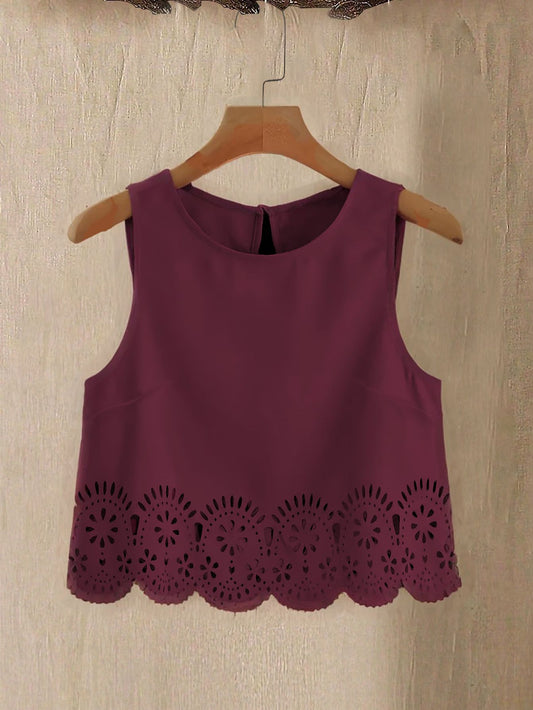 Casual Comfortable Women's Burnt-out Sleeveless Shirt Vests