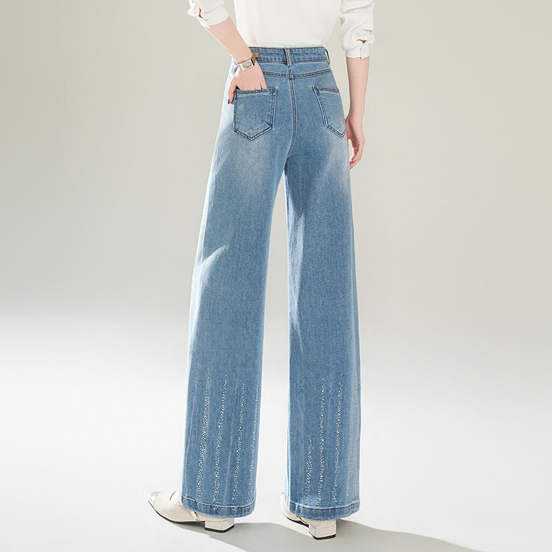 Women's Slimming Rhinestone Korean Style Lazy Wide Pants