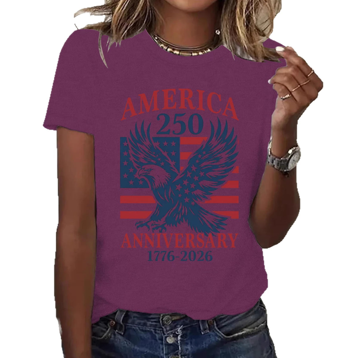 Women's Short-sleeved Shirt With Patriotism The Theme Women's T-shirt