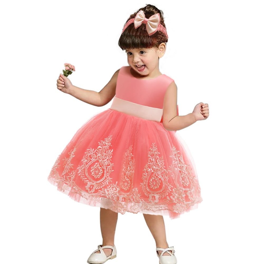 Children's Spring Wear Princess Lace Color Matching Children's Dress