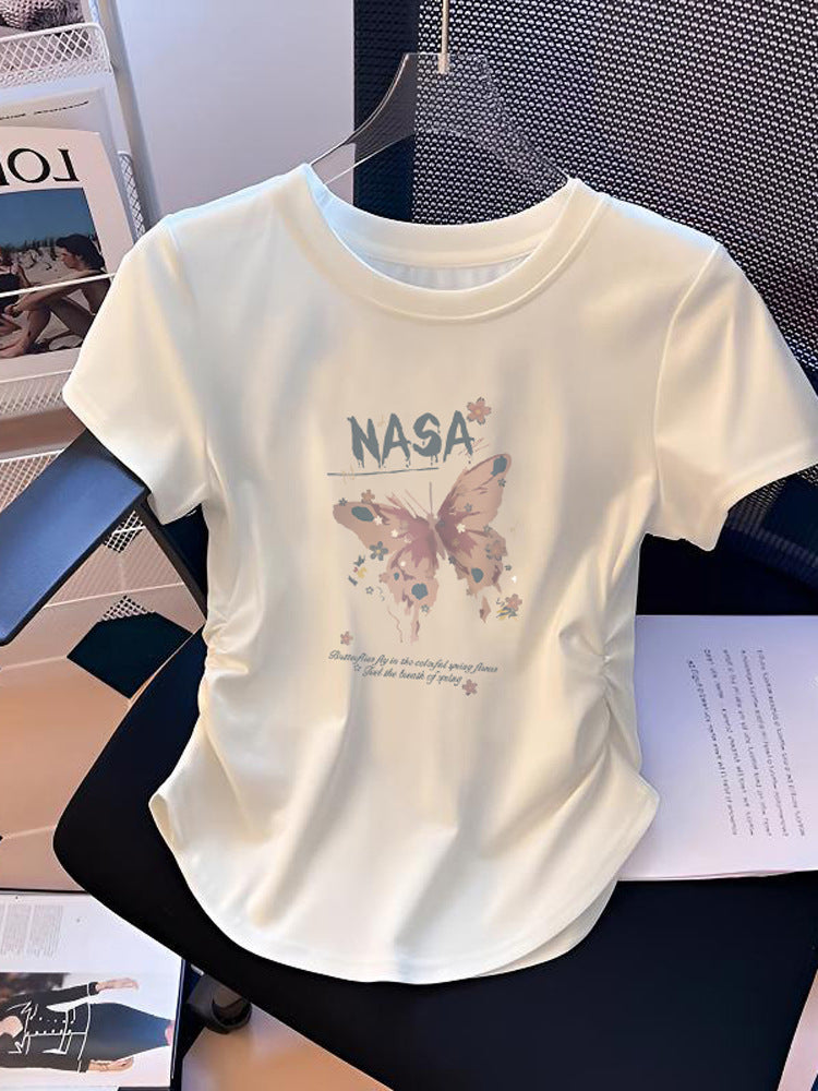 White Pure Cotton Short-sleeved Summer Korean Style Loose Middle Big Children's T-shirt