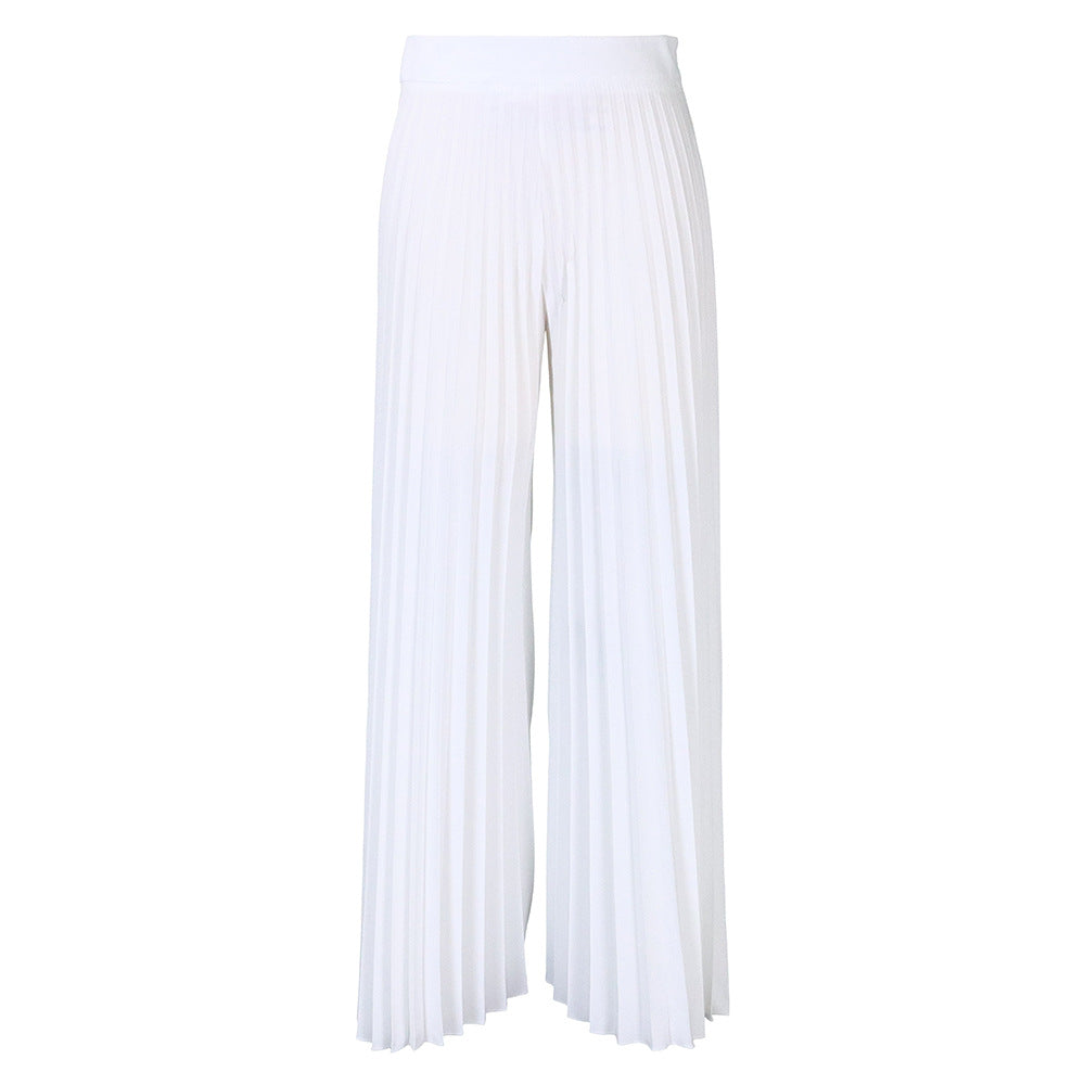 Women's Elegant Pleated Trousers High Waist Wide Casual Pants