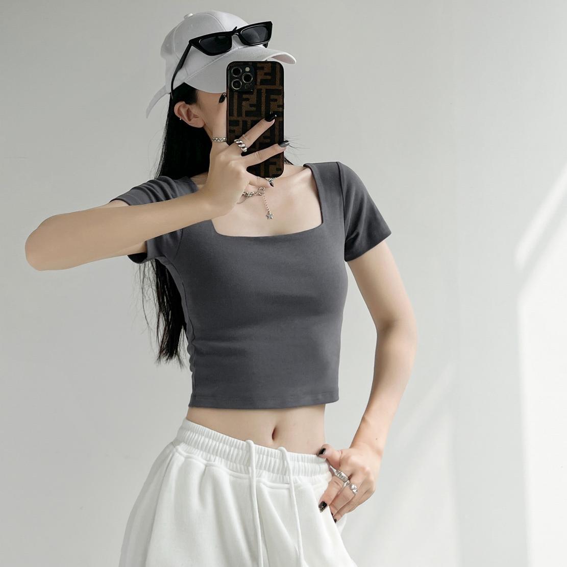 Summer White Skinny High-waisted Chic Bottoming Women's T-shirt