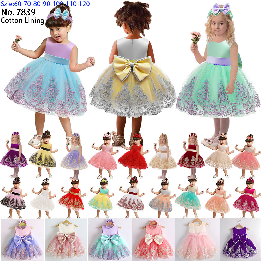 Children's Spring Wear Princess Lace Color Matching Children's Dress