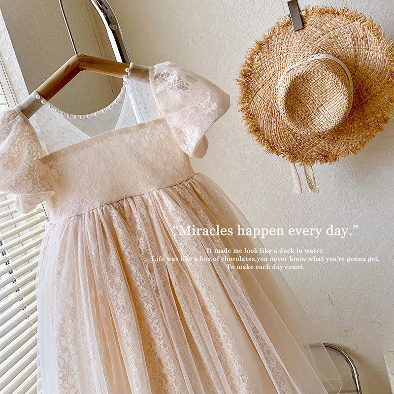Birthday Party Puff Sleeve Lace Princess Children's Dress