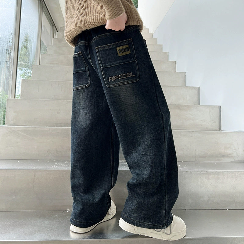 Children's Loose Jeans Plus Size Green Little Children's Pants