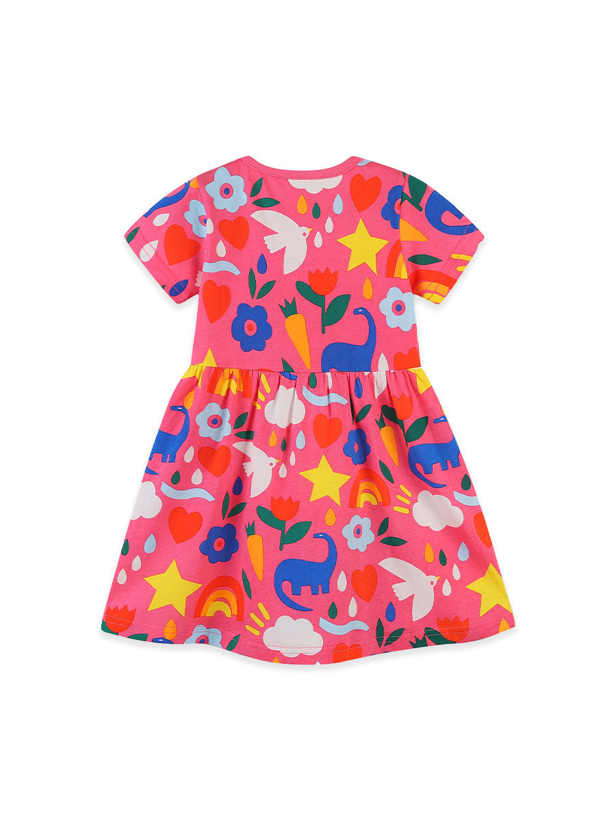 Children's Summer Cute Printed Short-sleeved Princess Children's Dress