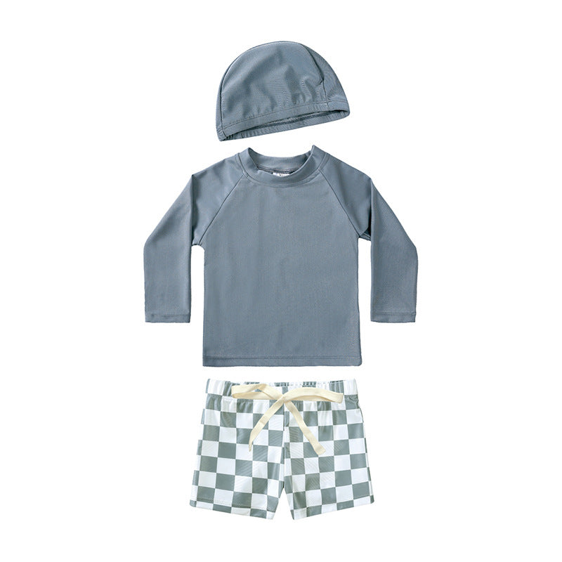 Children's Summer Long Sleeve Split Style Swimsuit Boys Boy Sun Protective Children's Suit
