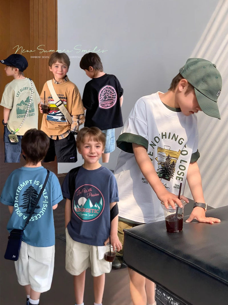 Children's Mountain Clothing Printed Short-sleeved Summer Top Children's T-shirt