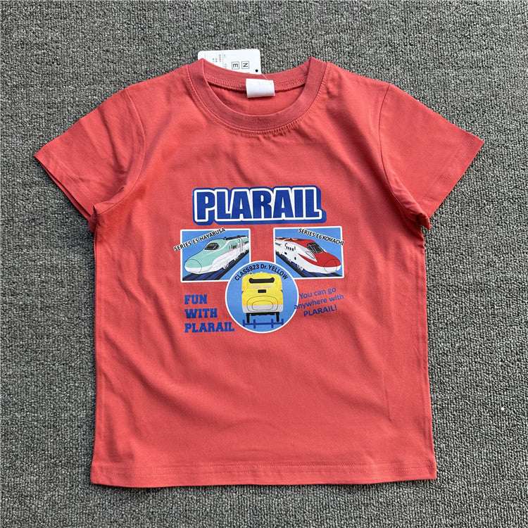 Children's Single Tram Series Short-sleeved Clothing Children's T-shirt