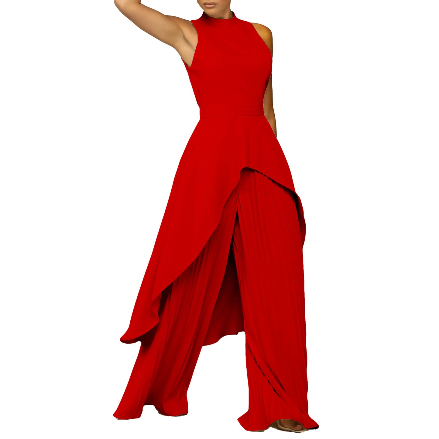Graceful Glamorous Women's Sleeveless Irregular Two-piece Pants