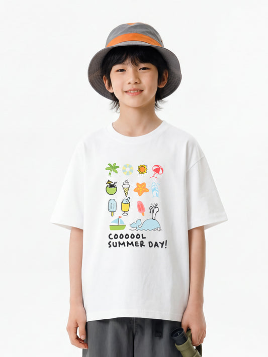 Children's Camping Style Boys Casual Short Sleeve Clothes Children's T-shirt