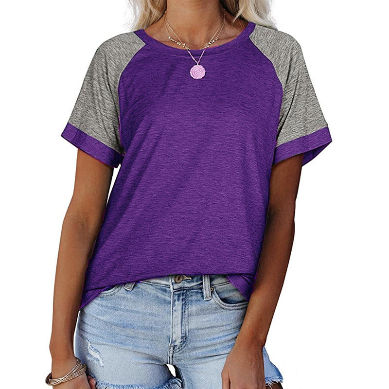 Women's Summer Solid Color Loose Round Neck Women's T-shirt