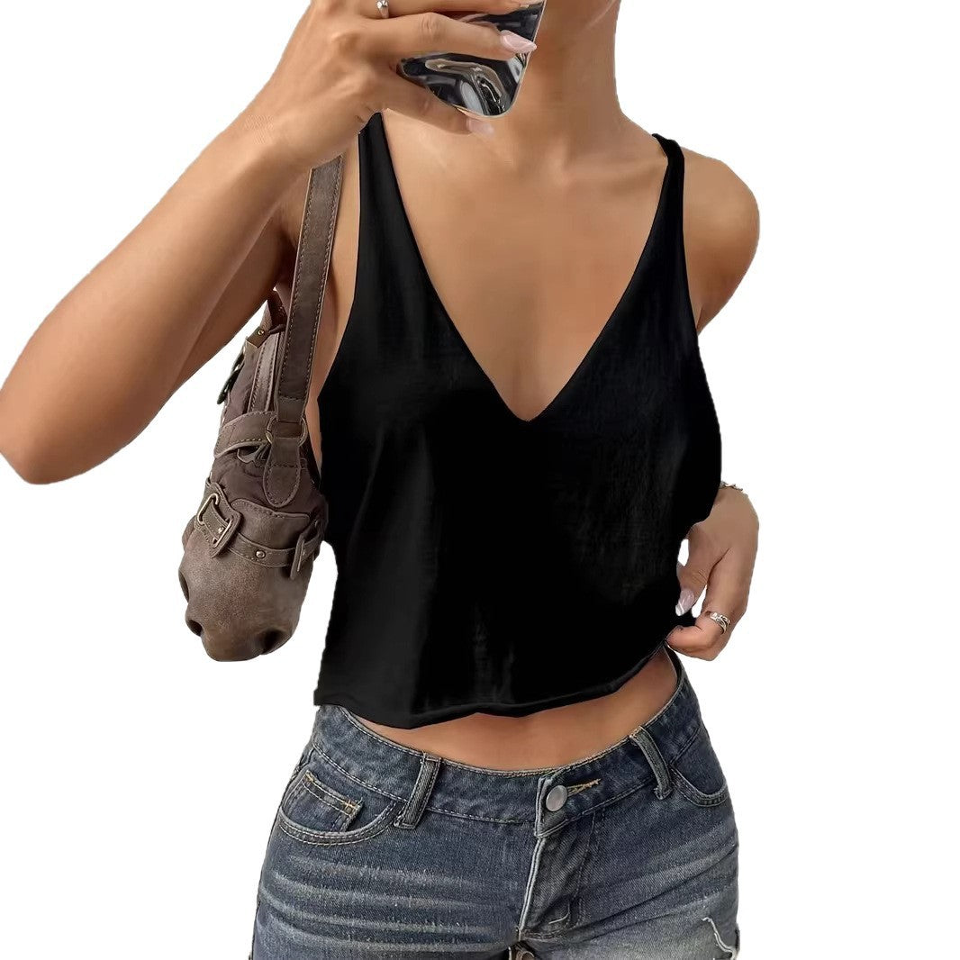 Women's Summer Deep Sling Navel Sleeveless Bottoming Small Vest/suspenders/tube Top